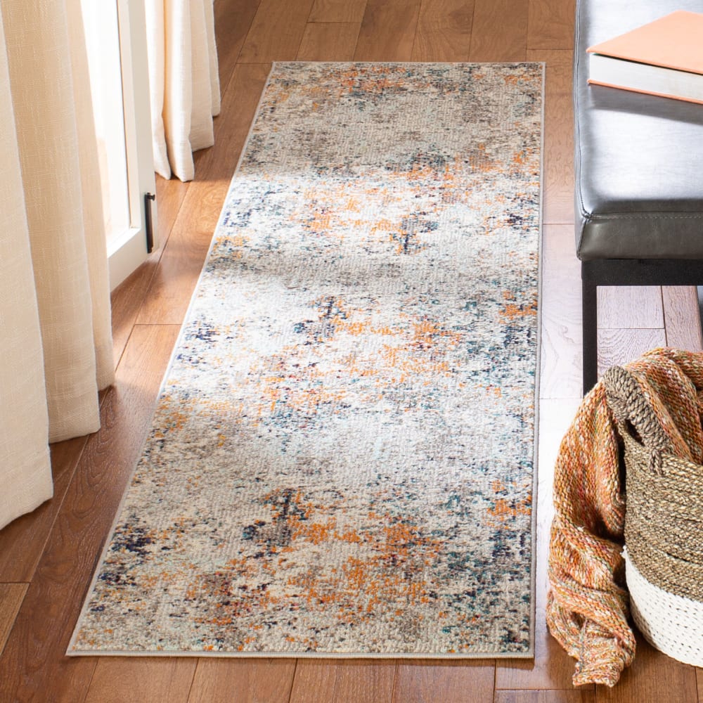 Tapis contemporain en polypropylène gris/beige, 61 x 244 cm — vue 3