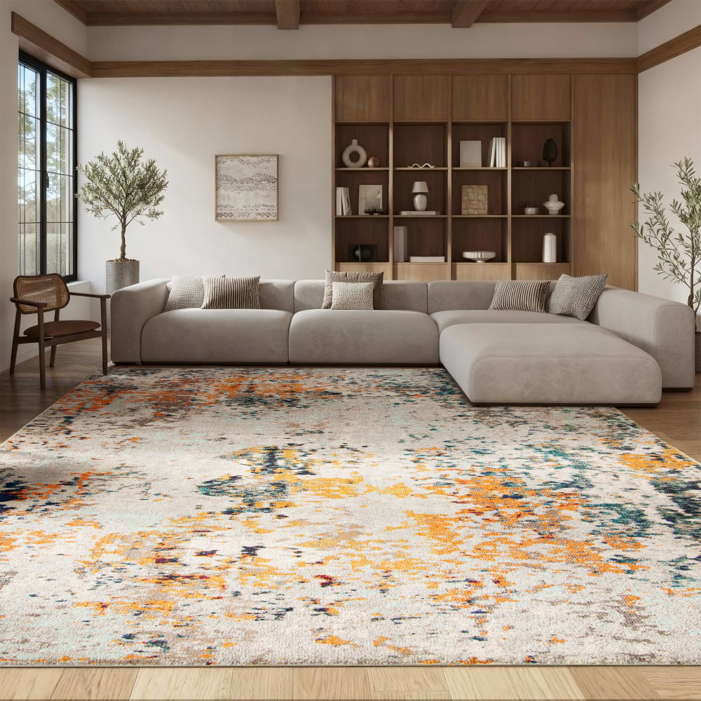 Tapis contemporain en polypropylène gris/beige, 160 x 229 cm — vue 3