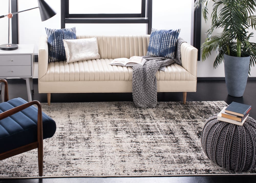 Tapis contemporain en polypropylène argent/noir, 155 x 229 cm — vue 3