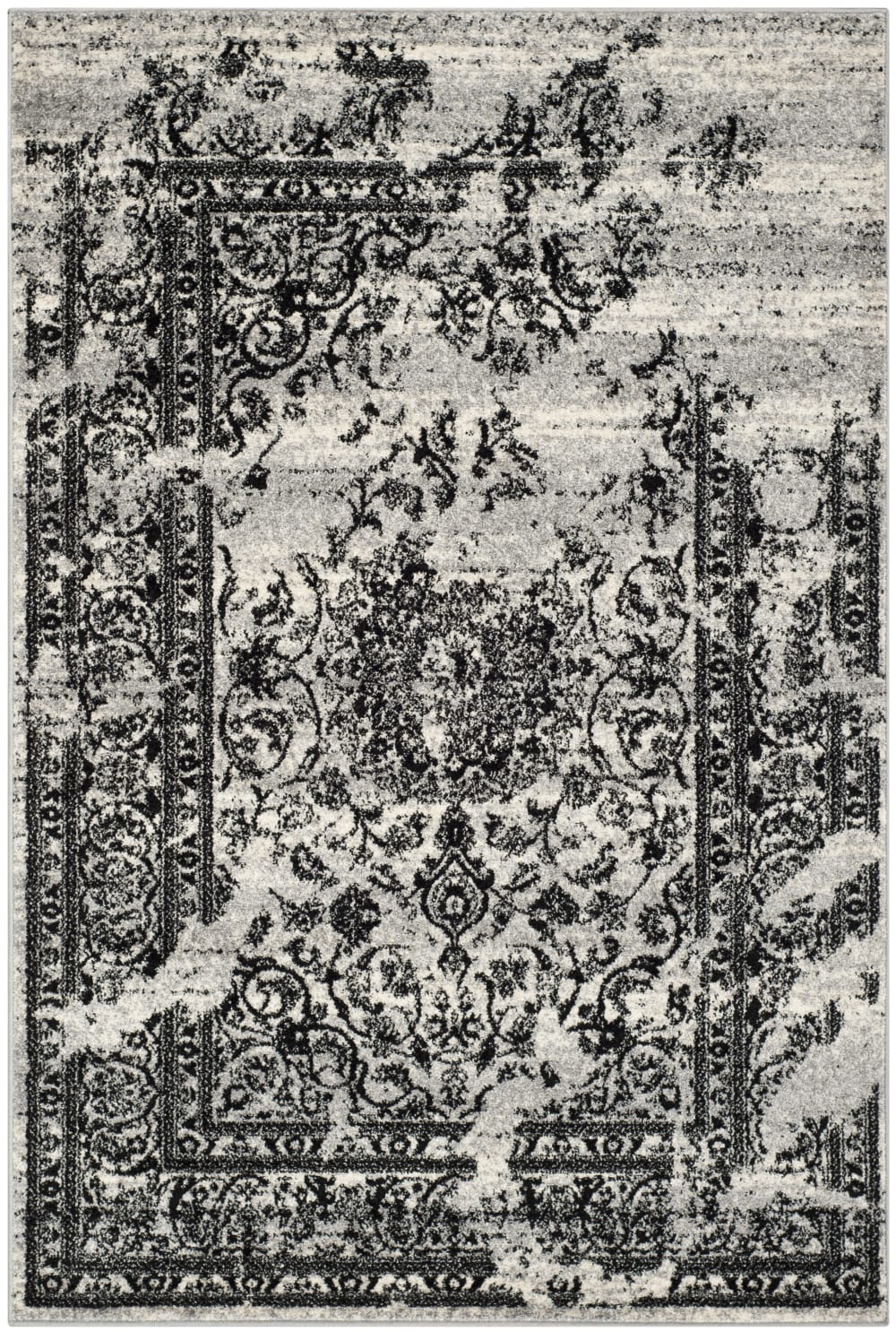 Tapis patiné en polypropylène argent/noir, 122 x 183 cm