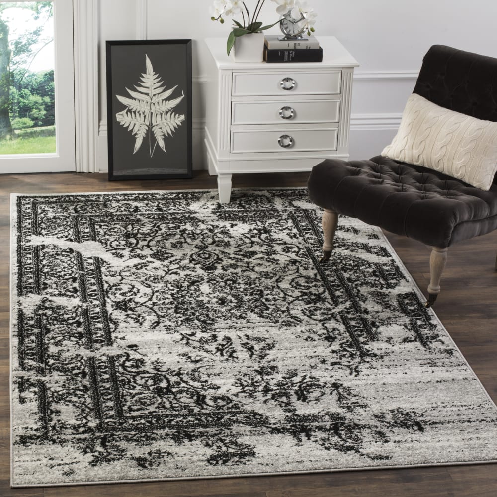 Tapis patiné en polypropylène argent/noir, 122 x 183 cm — vue 3