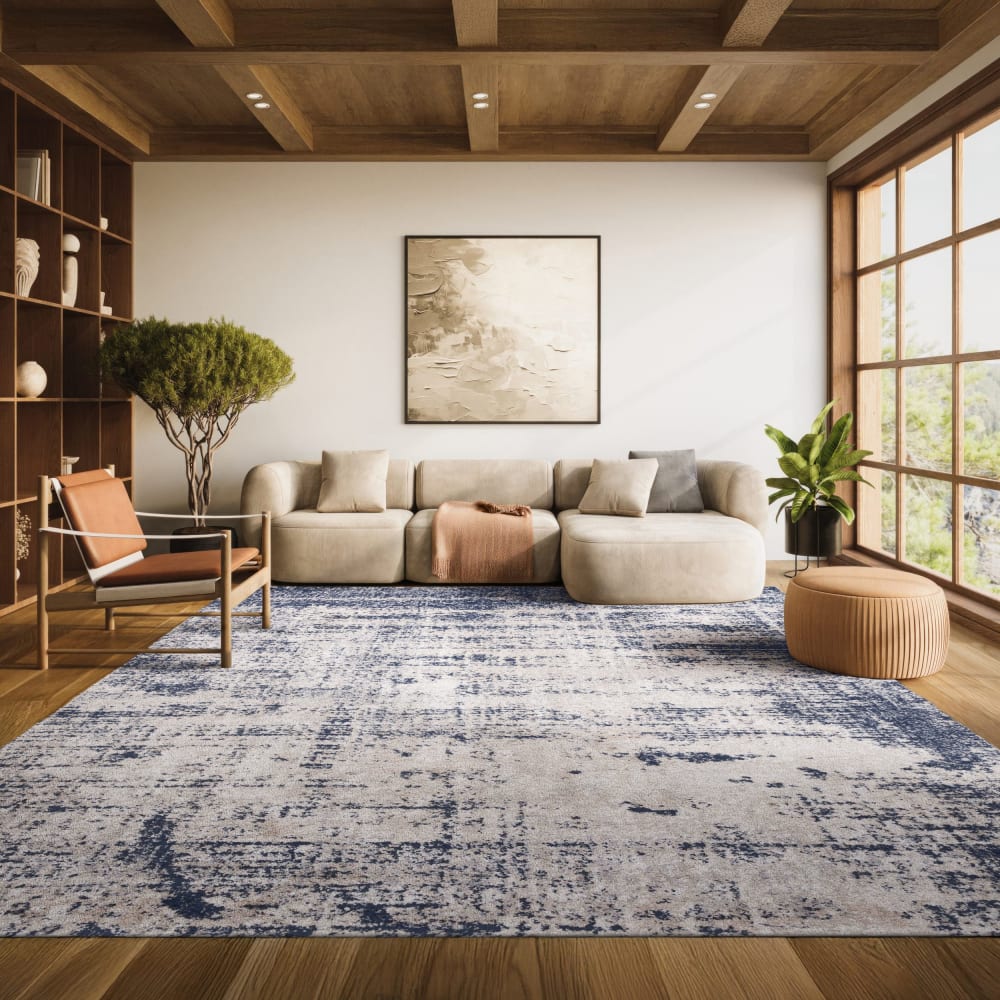 Tapis contemporain en polypropylène or/bleu, 183 x 274 cm — vue 3