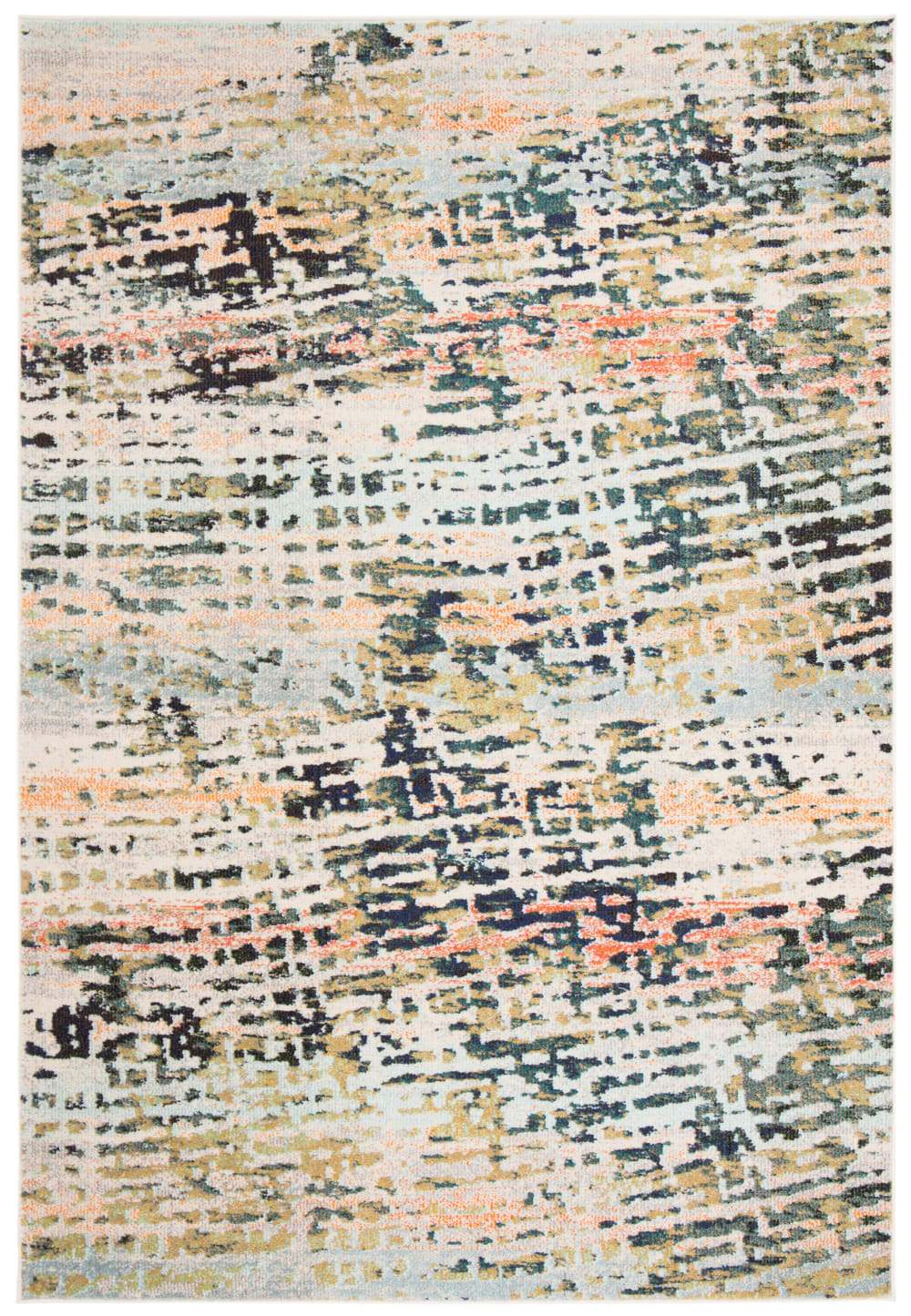 Alfombra contemporáneo de polipropileno beige/azul, 122 x 183 cm