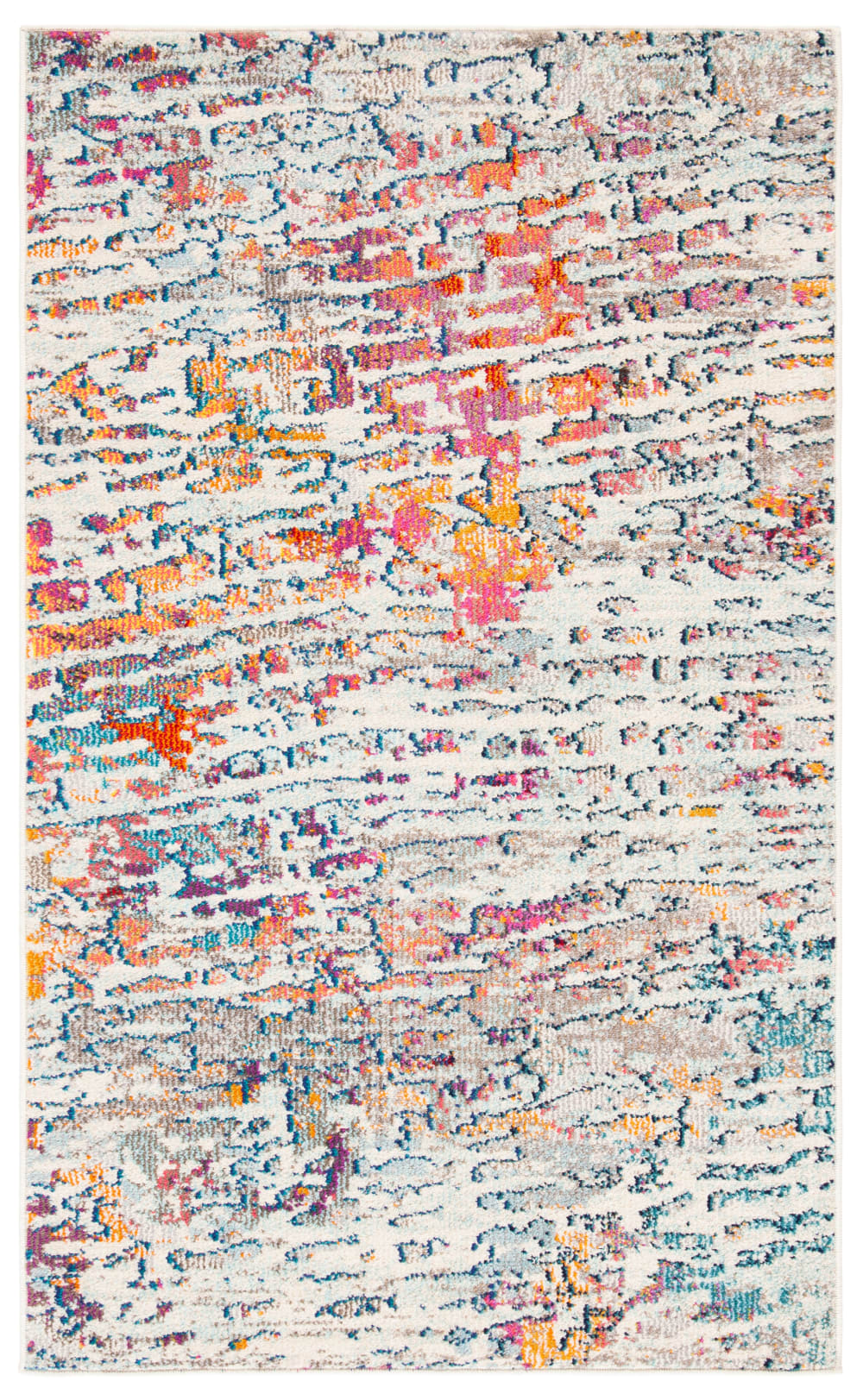 Tapis contemporain en polypropylène bleu/orange, 122 x 183 cm