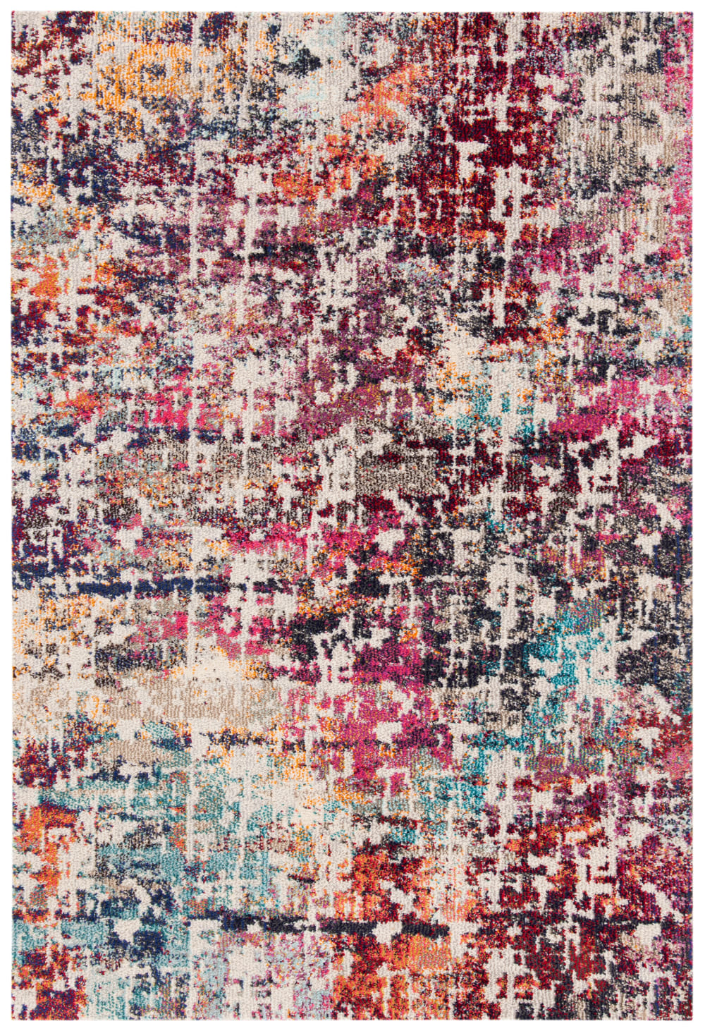 Tapis contemporain en polypropylène rouge/bleu, 122 x 183 cm