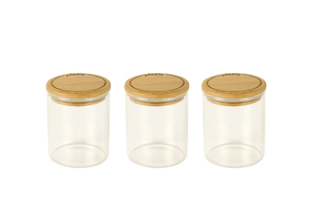 Pebbly Set de boîtes épices en verre 190ml D6,5x8,5cm Transparent