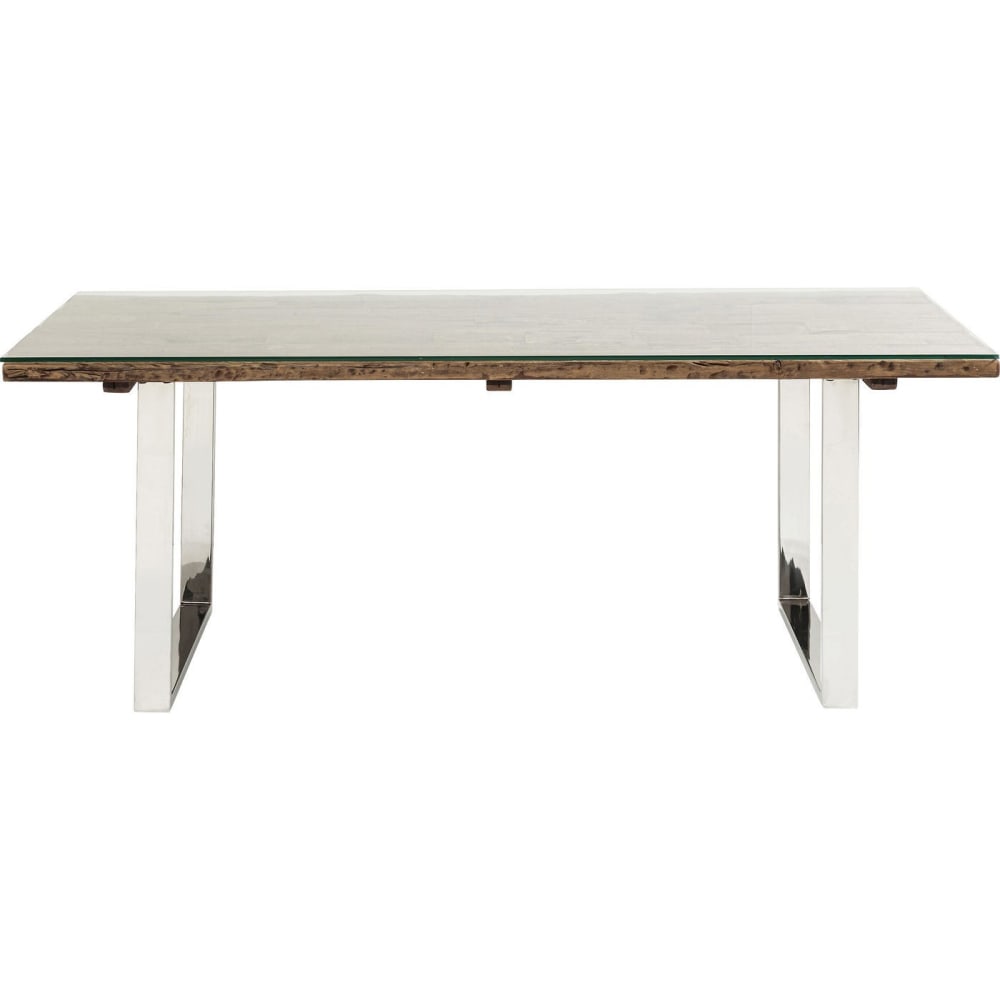 Kare Design Esstisch für 6 Personen aus Glas und Massivholz, braun, L200cm - -