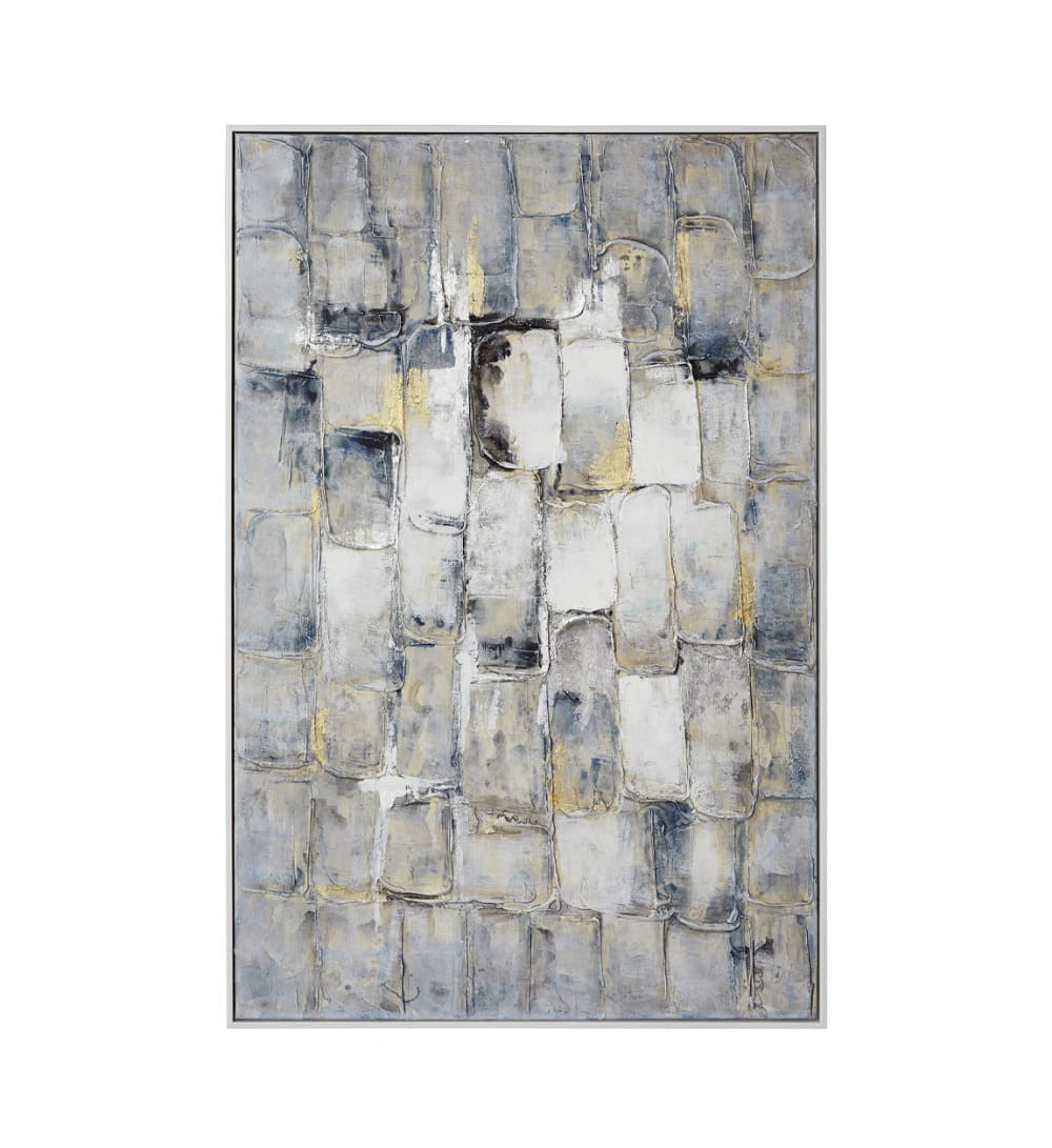 Tableau à l'huile en bois bleu, 80x120 cm