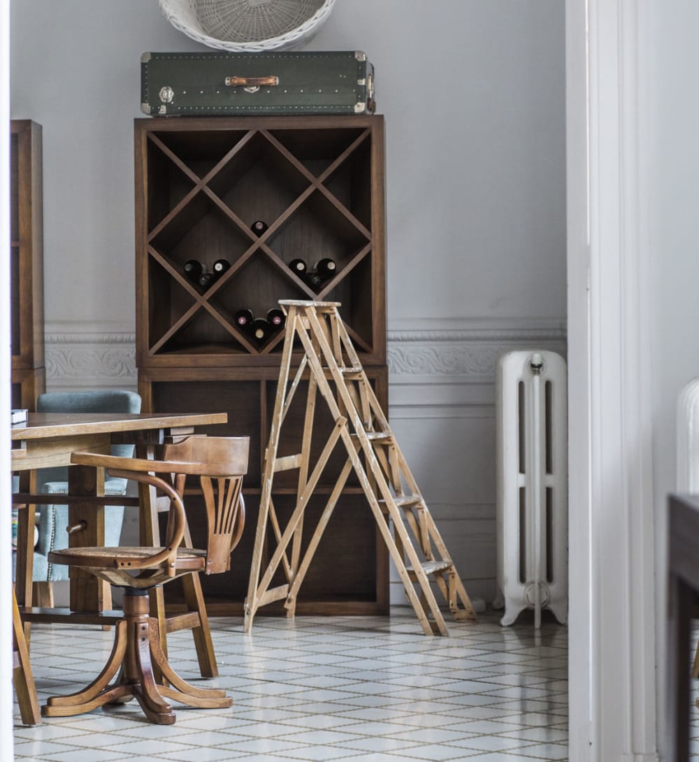 Range bouteille en bois marron 12 compartiments L 90 cm