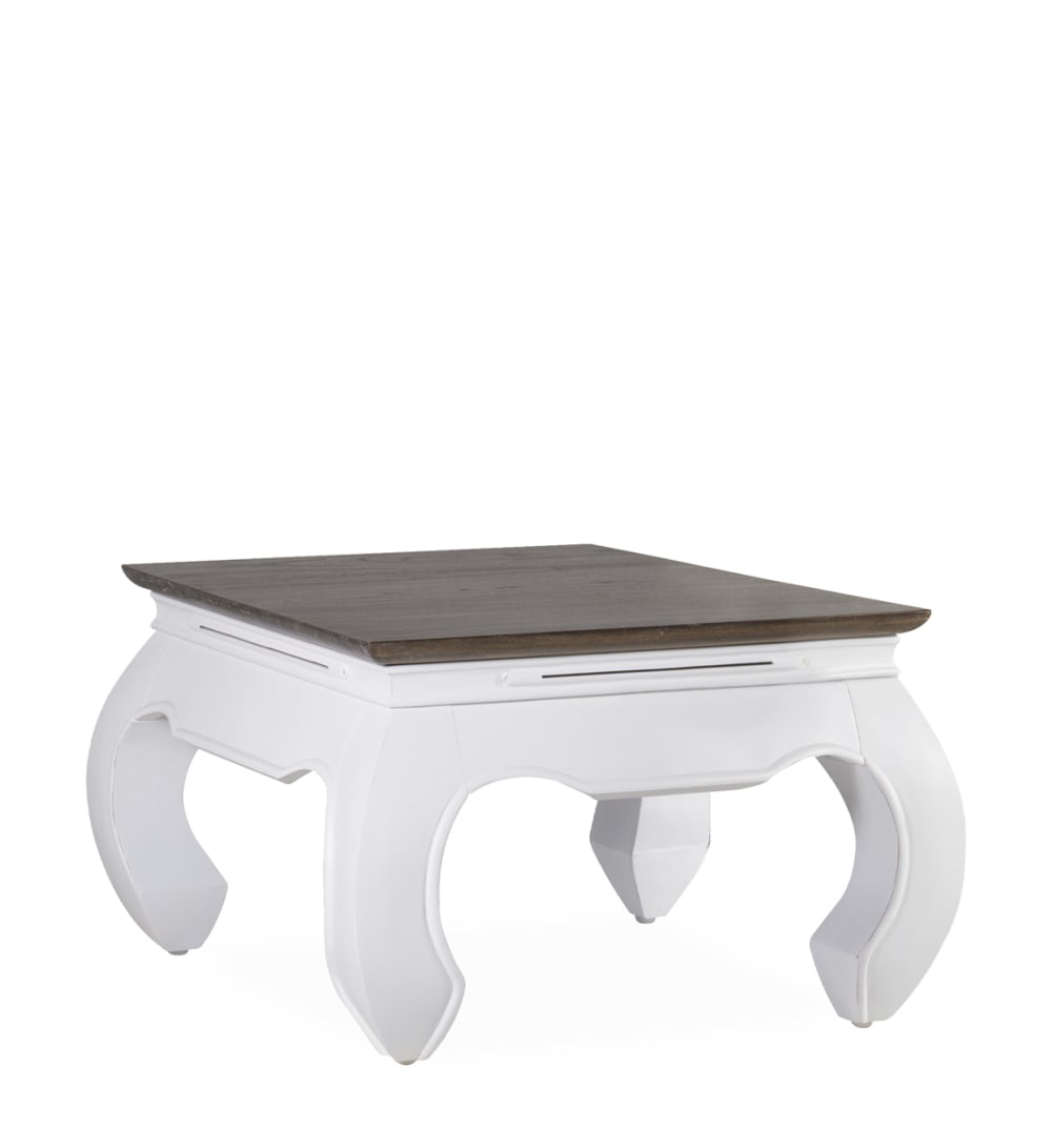 Mesa de centro de madera marrón y blanca anch. 60 cm
