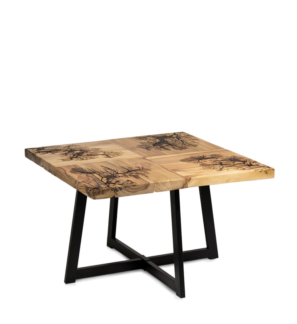 Table basse en bois marron et fer noir L 70 cm
