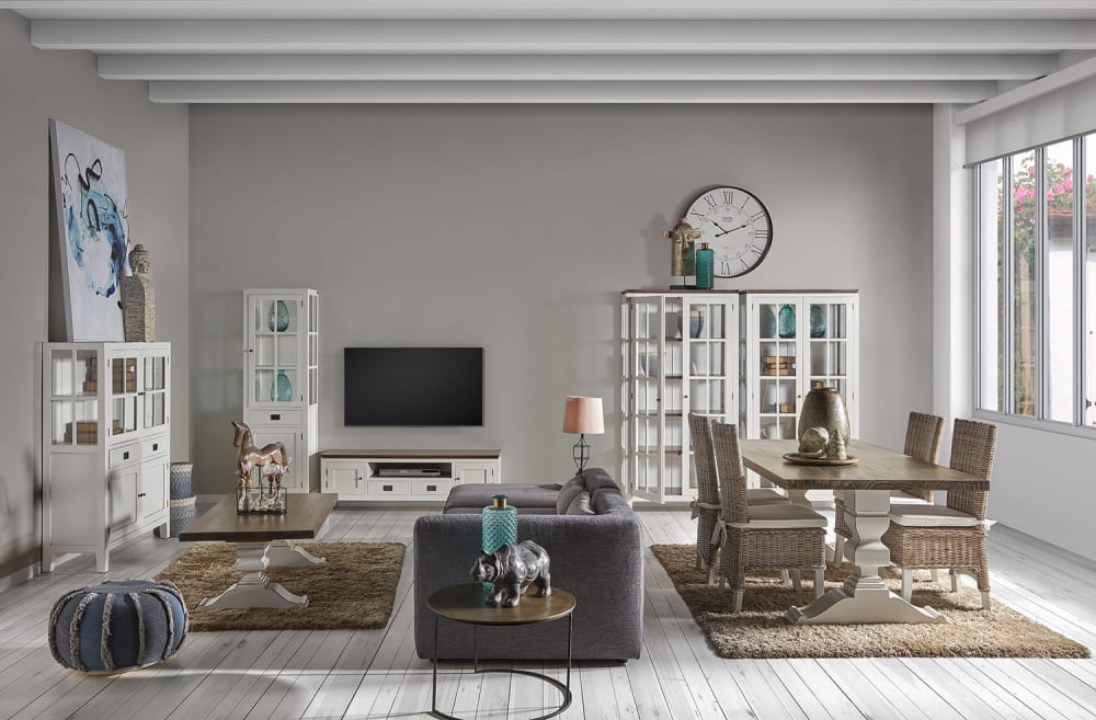 Mesa de centro de madera marrón y blanca anch. 130 cm - Maisons du Monde