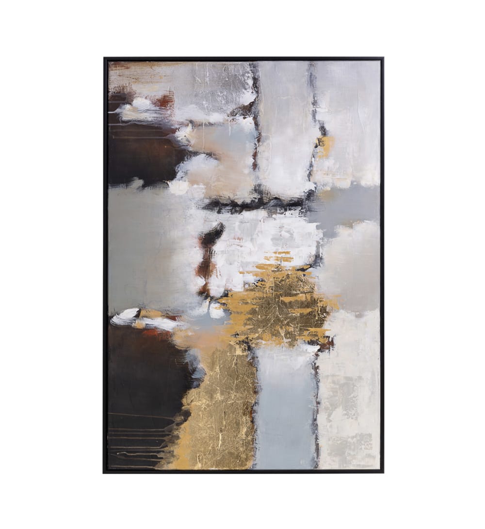 Cuadro al óleo de madera color gris, 80x120 cm