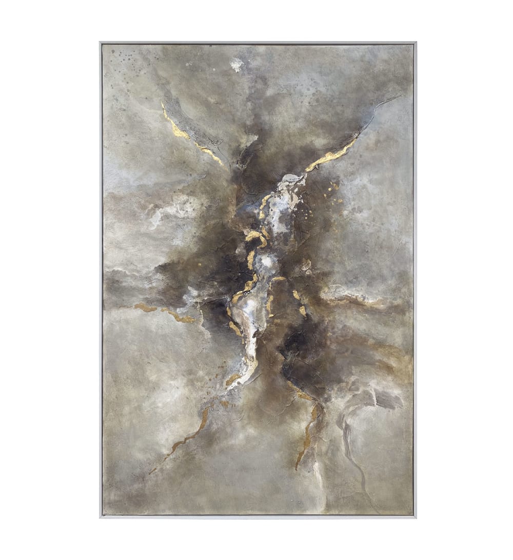 Cuadro al óleo de madera gris, 100x150 cm