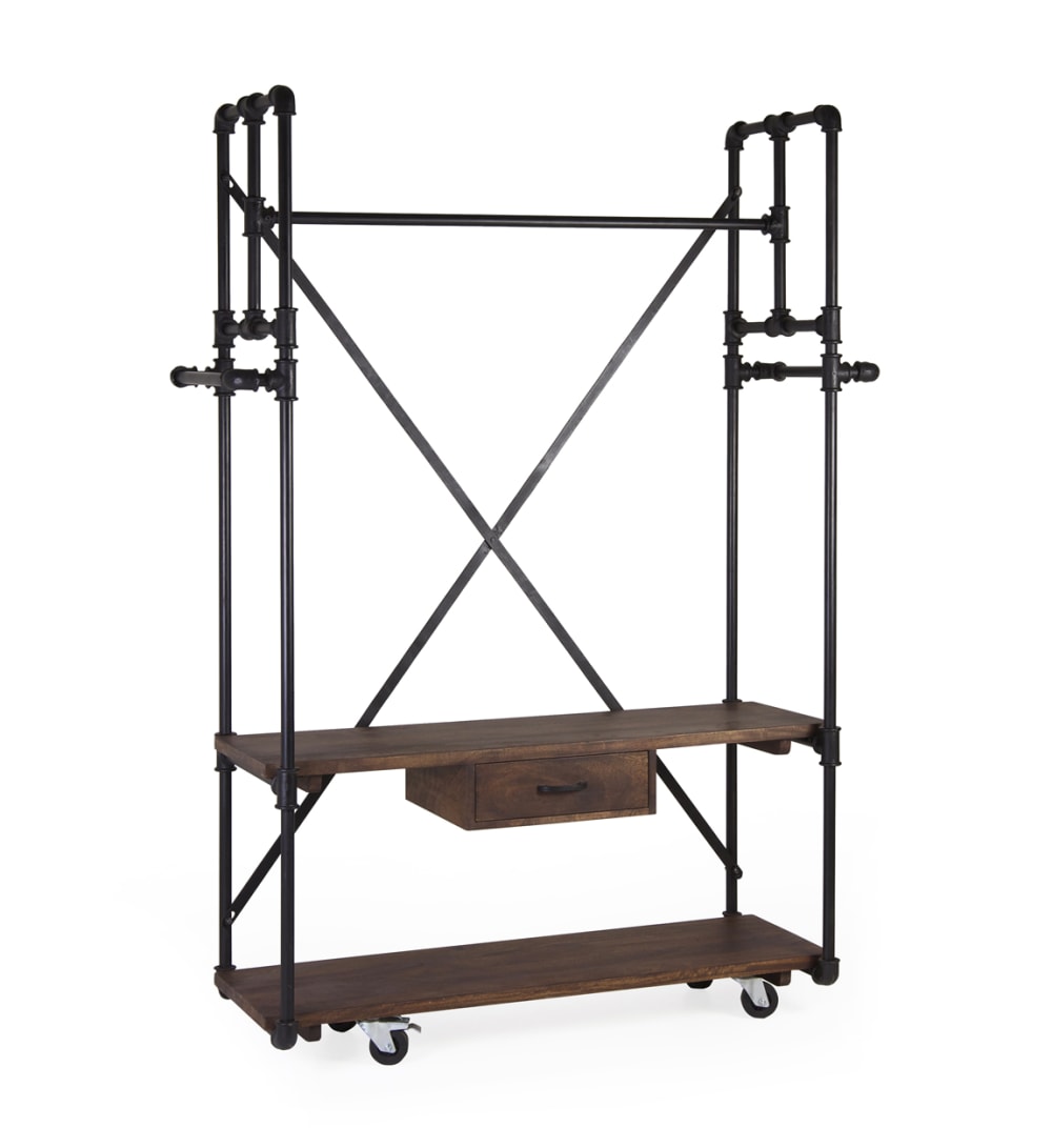 Portant en bois marron - fer noir