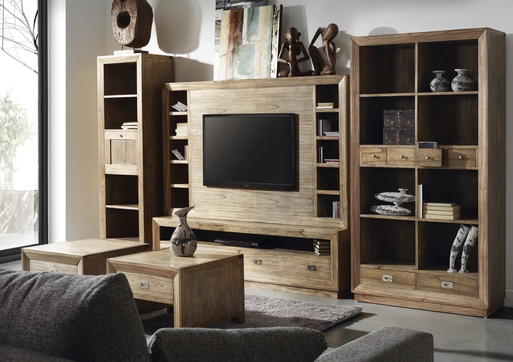 Table basse en bois marron L 60 cm