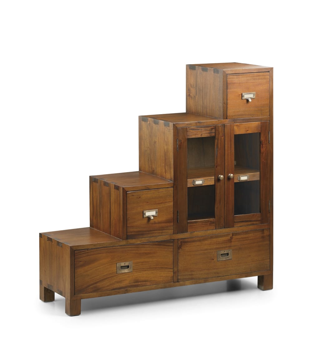 MOYCOR Treppenmöbel mit 2 Türen und 4 Schubladen aus Holz, L 100 cm, braun style landhaus - Holz