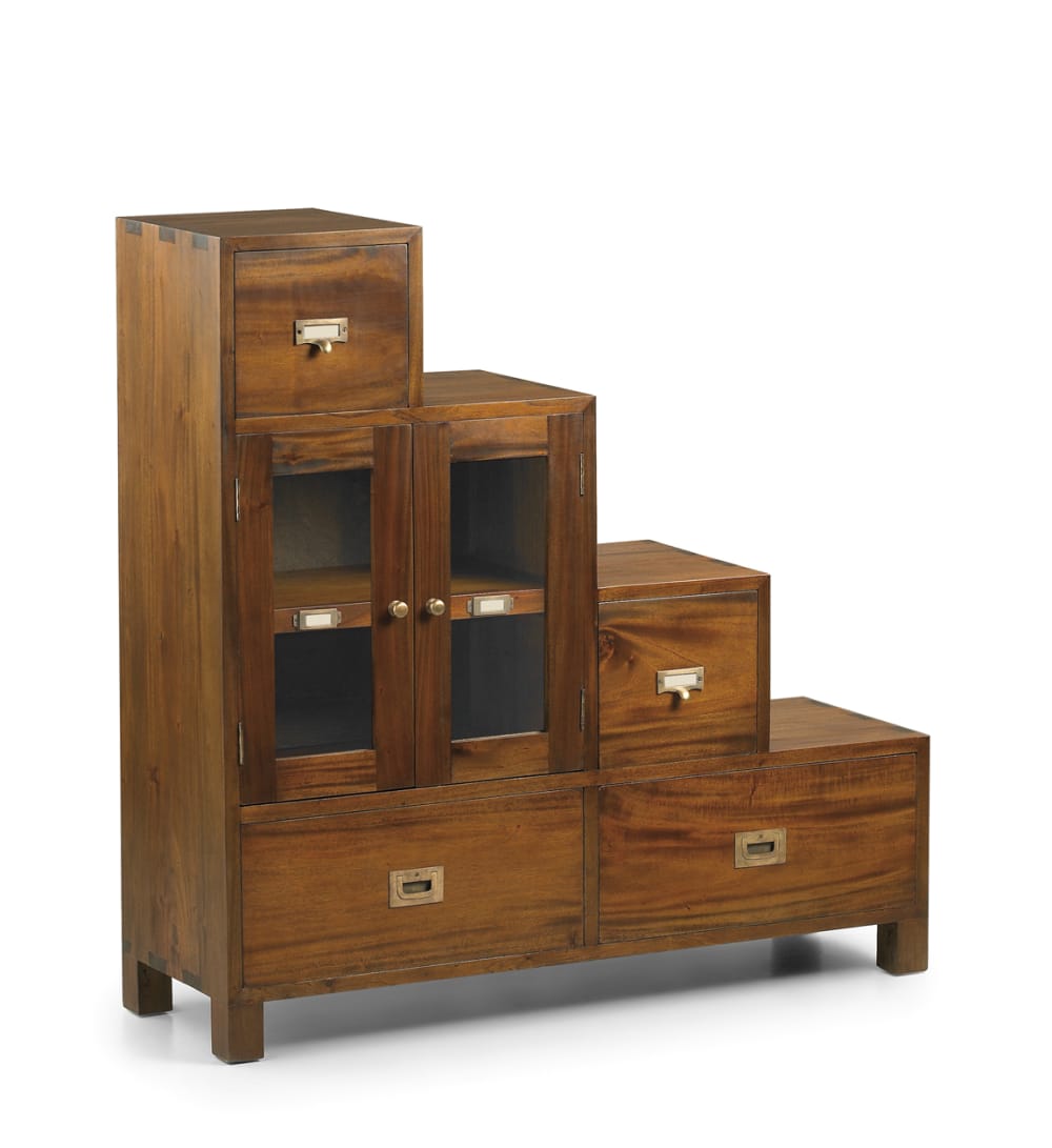 MOYCOR Treppenmöbel mit 2 Türen und 4 Schubladen aus Holz, L 100 cm, braun style landhaus - Holz