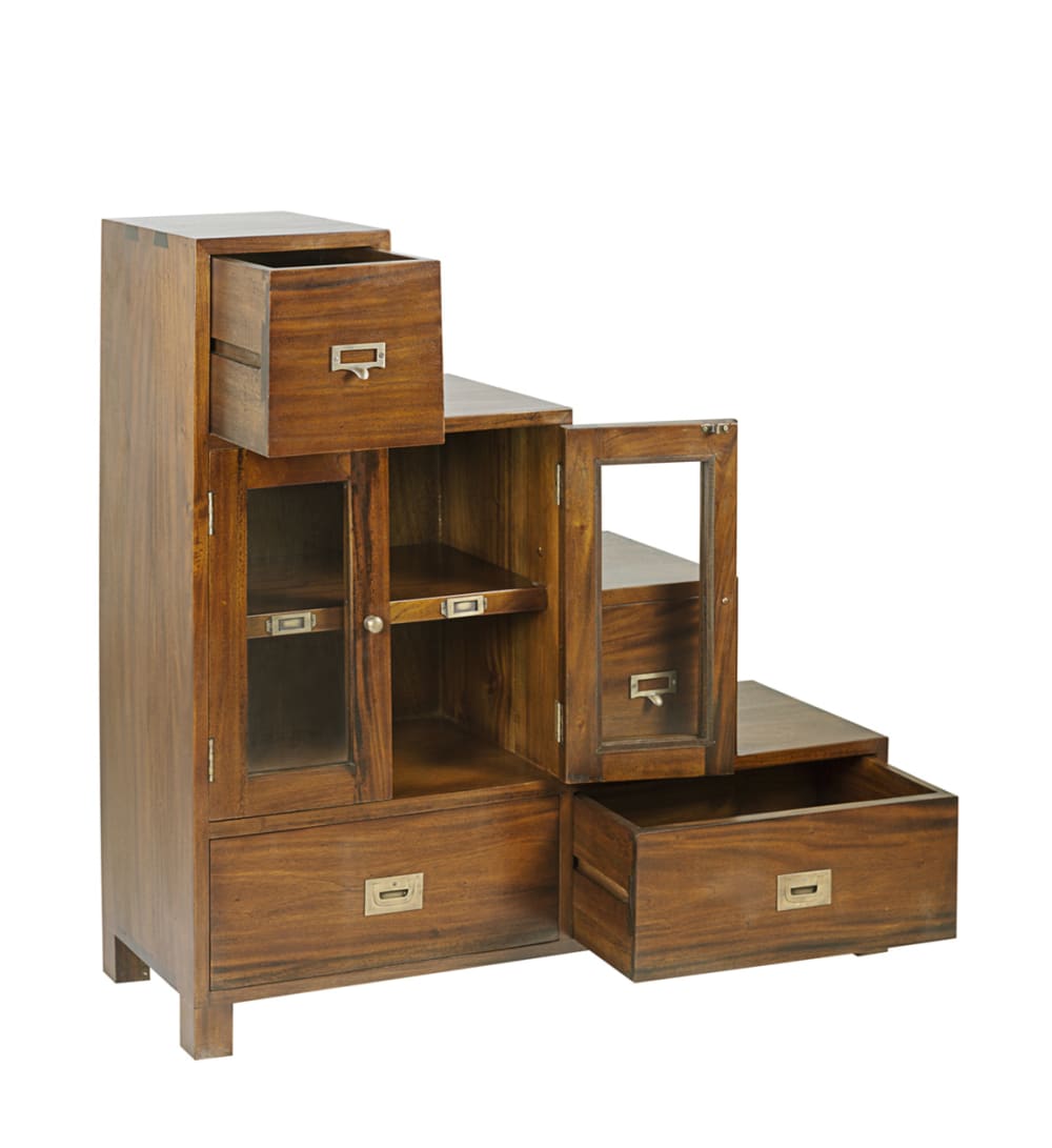 Treppenmöbel mit 2 Türen und 4 Schubladen aus Holz, L 100 cm,