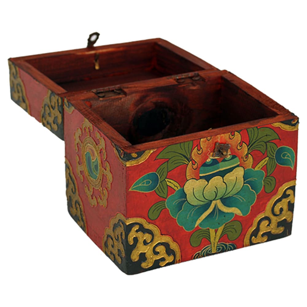 Coffret tibétain rouge peint à la main 12x15cm - Maisons du Monde