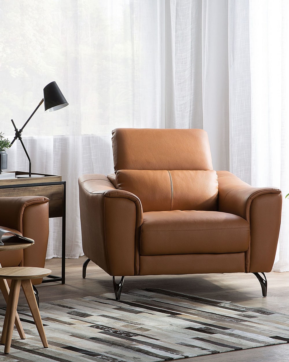 Fauteuil en cuir marron H94