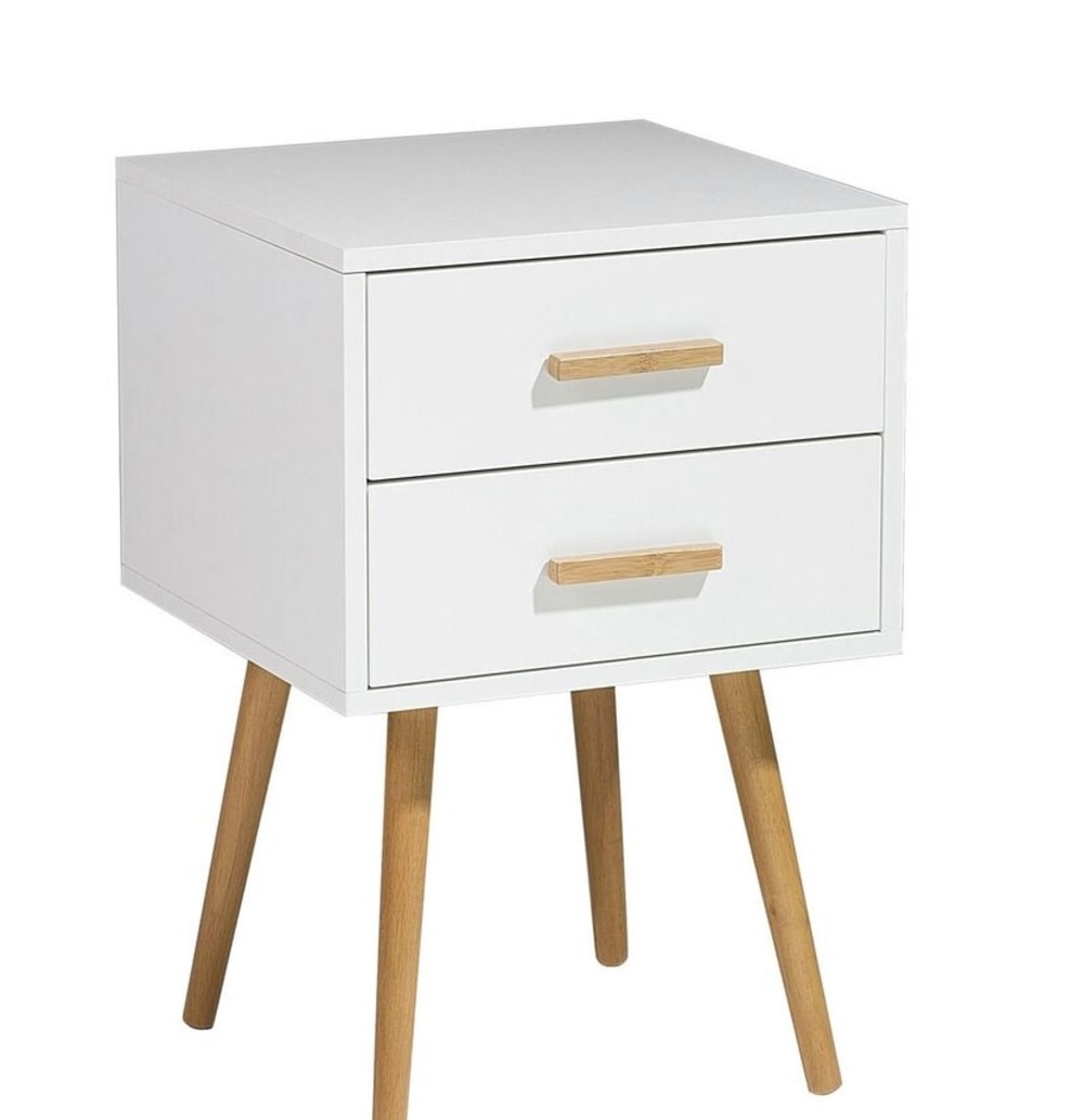 Table de nuit à 2 tiroirs blanc