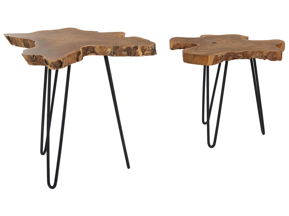 Couchtisch 2Er Set Aus Teakholz, Braun