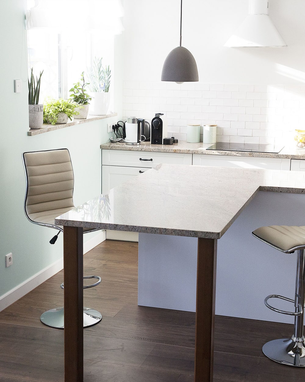Set mit 2 Barstühlen aus Stoff, beige - Maisons Du Monde