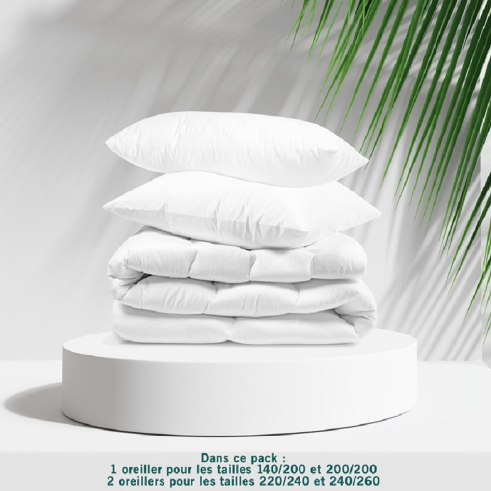 Pack tempéré couette + oreiller(s) - coton bio 200x200 cm - Maisons du Monde