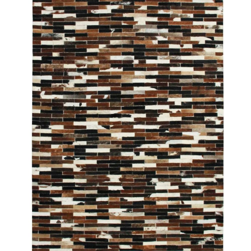 Teppich aus recyceltem Leder mit braunen Linien, 140x200,