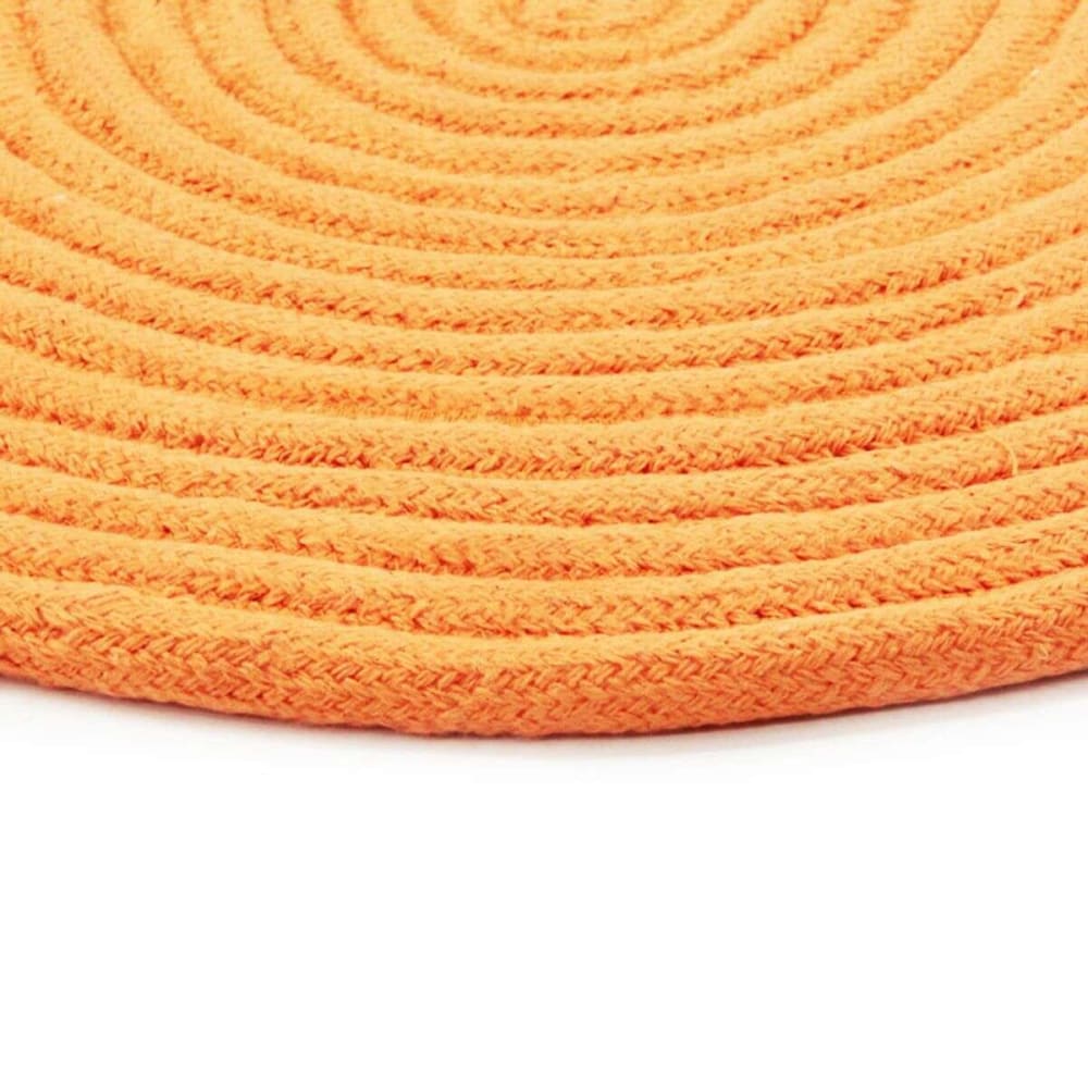 Tapis en coton réversible effet cordage jaune orangé diam.120 — vue 4
