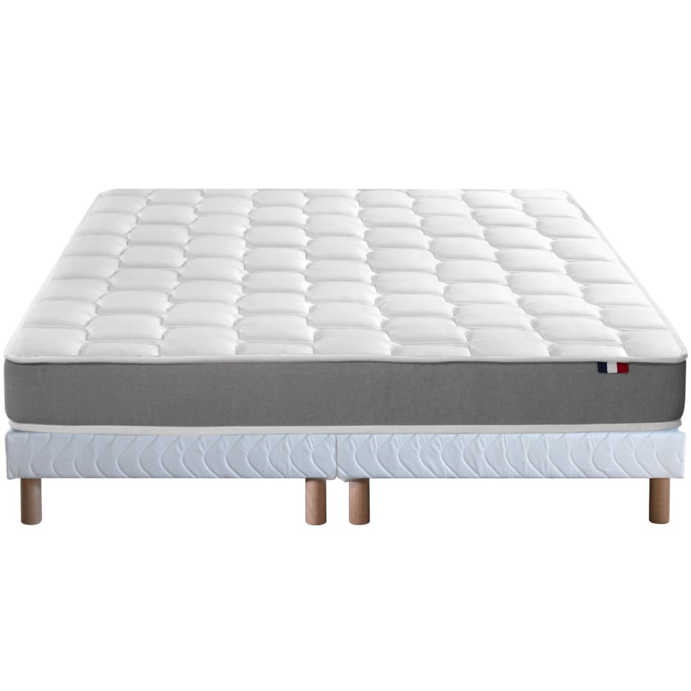 Ensemble matelas mémoire forme sommier blanc 160x200