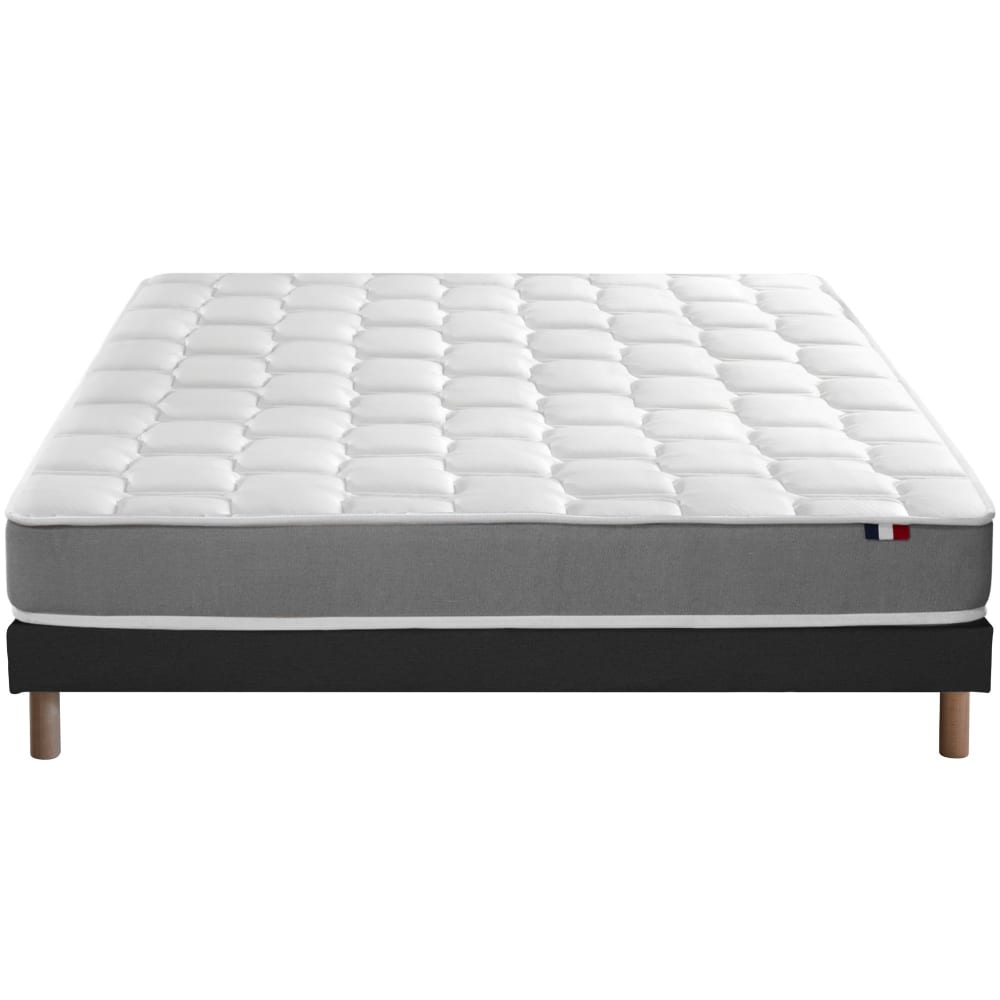 Ensemble matelas mémoire forme sommier noir 140x190