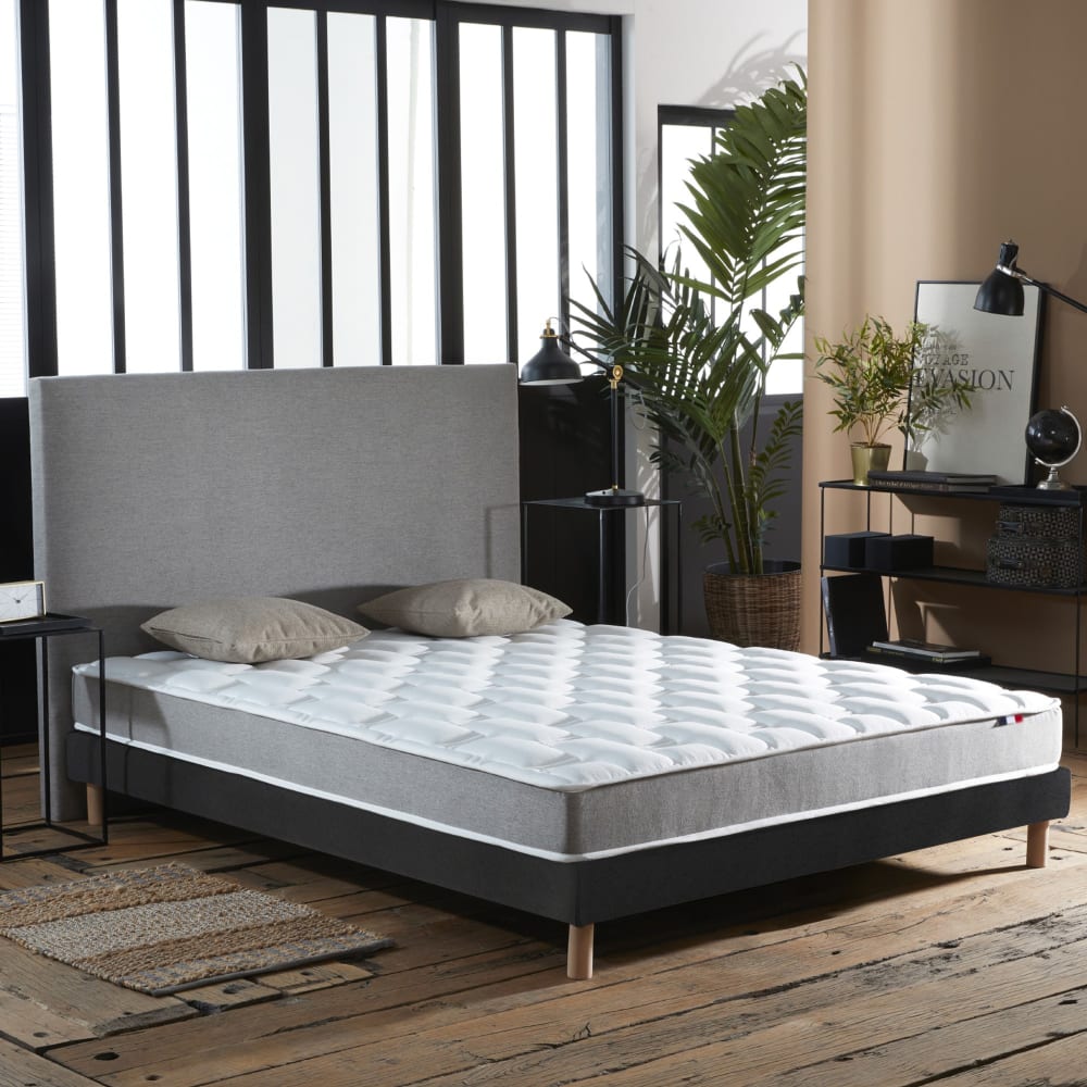 Ensemble matelas mémoire forme sommier noir 140x190 - Maisons du Monde