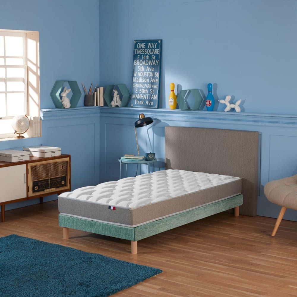 Ensemble matelas mémoire forme sommier vert 90x200 - Maisons du Monde