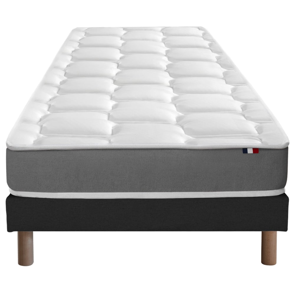 Ensemble matelas mémoire forme sommier noir 90x200