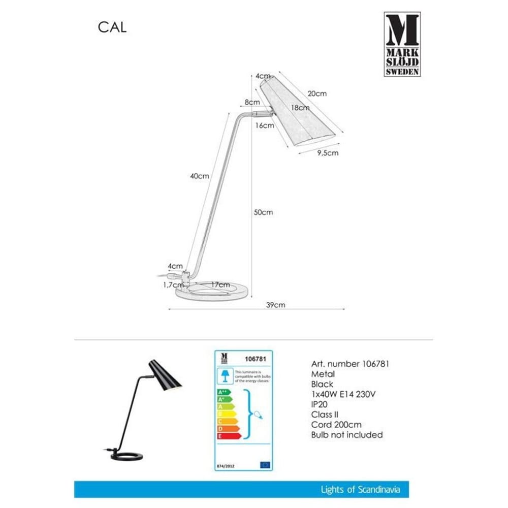 Lampe de bureau en métal noir — vue 4