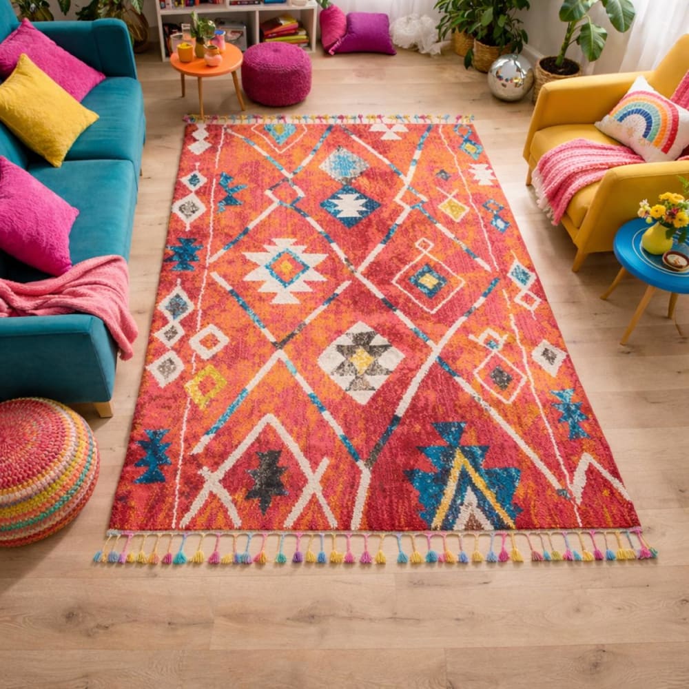 Tapis berbère motif ethnique, idéal pour un salon, multicolore 200x290