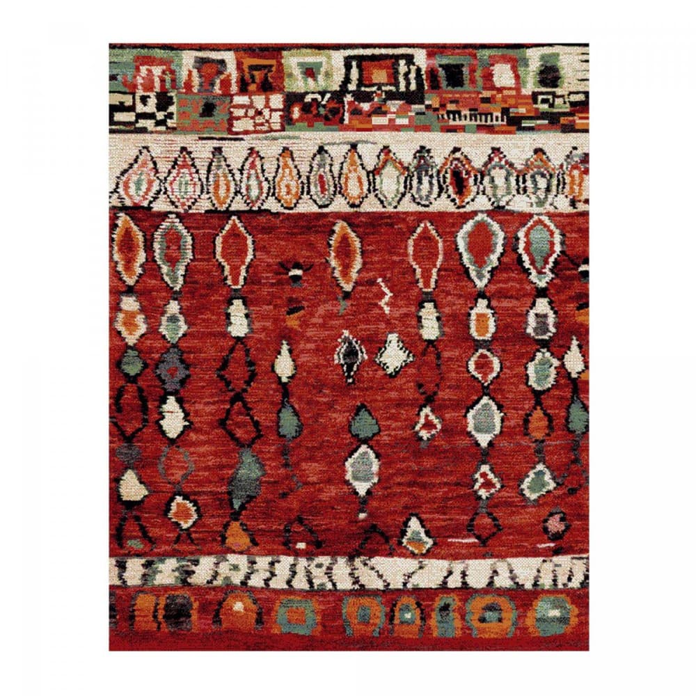 Tapis berbère motif ethnique, idéal pour un salon, rouge 200x290