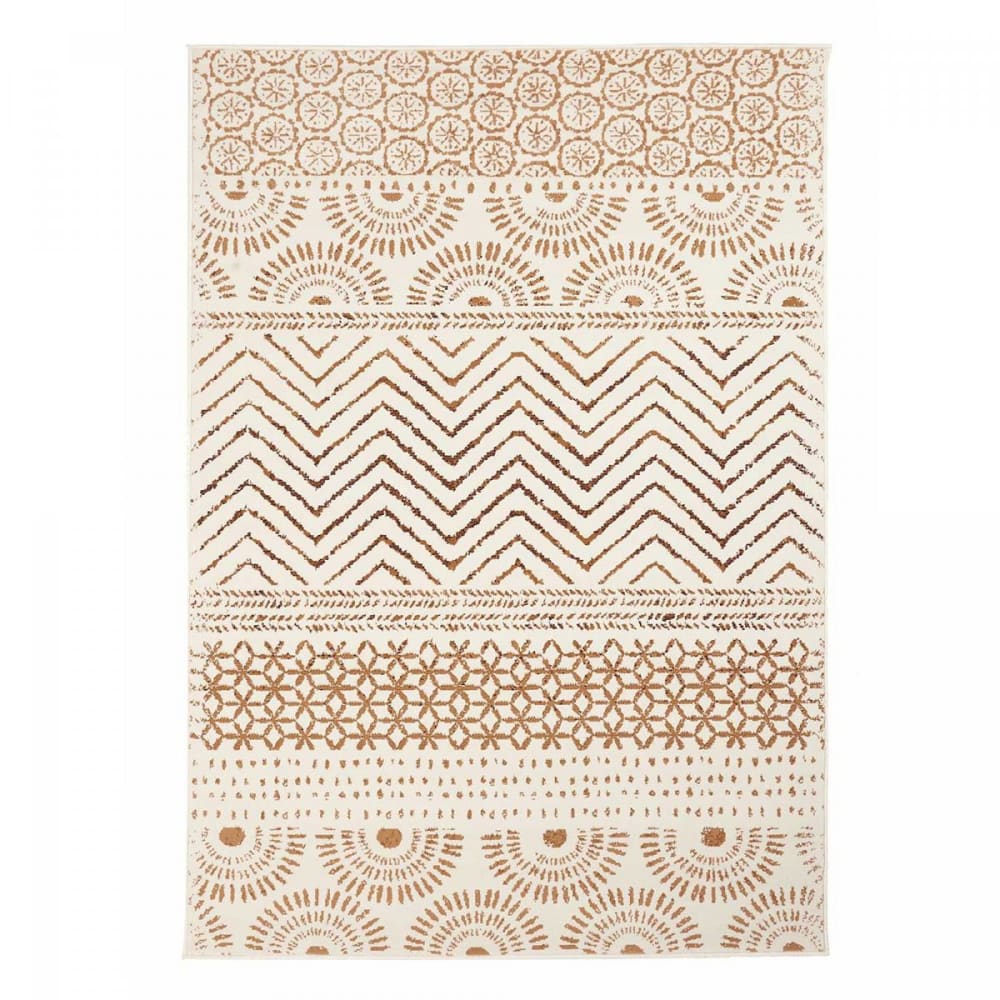 Tapis berbère motif ethnique, idéal pour une entrée, crème 60x110