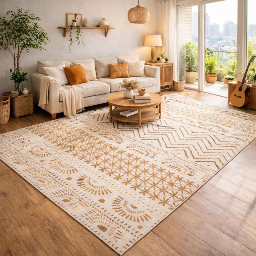 Tapis berbère motif ethnique, idéal pour une entrée, crème 60x110 - Maisons du Monde