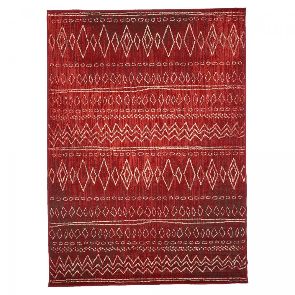 Tapis berbère motif ethnique, idéal pour un grand salon, rouge 235x320