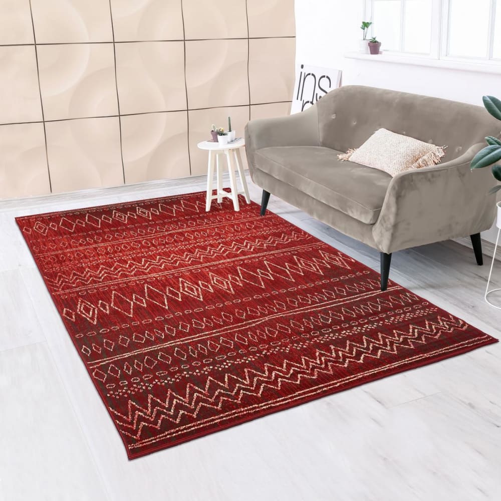 Alfombra bereber con estampado étnico ideal para salón, rojo 160x225 - Maisons du Monde