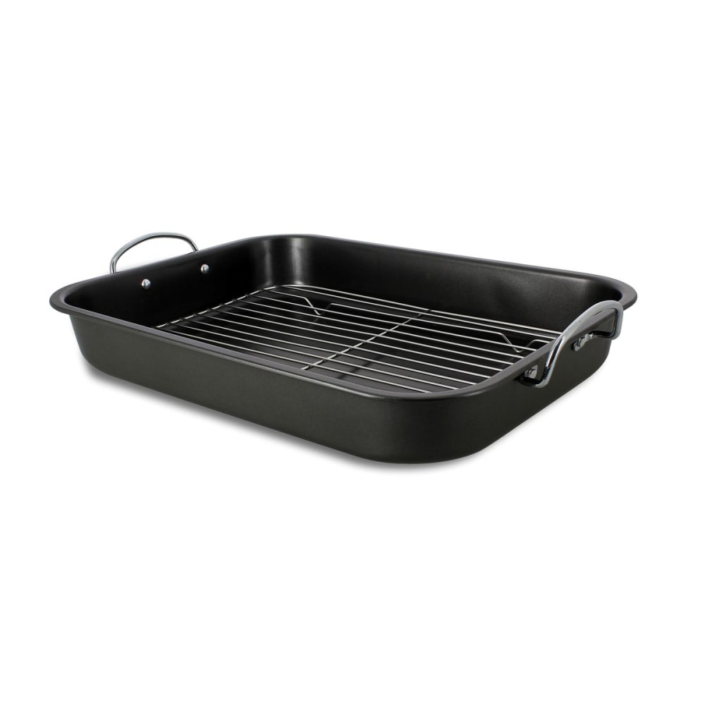Plat rôtisserie avec grille en acier carbone 43,5 x 29cm