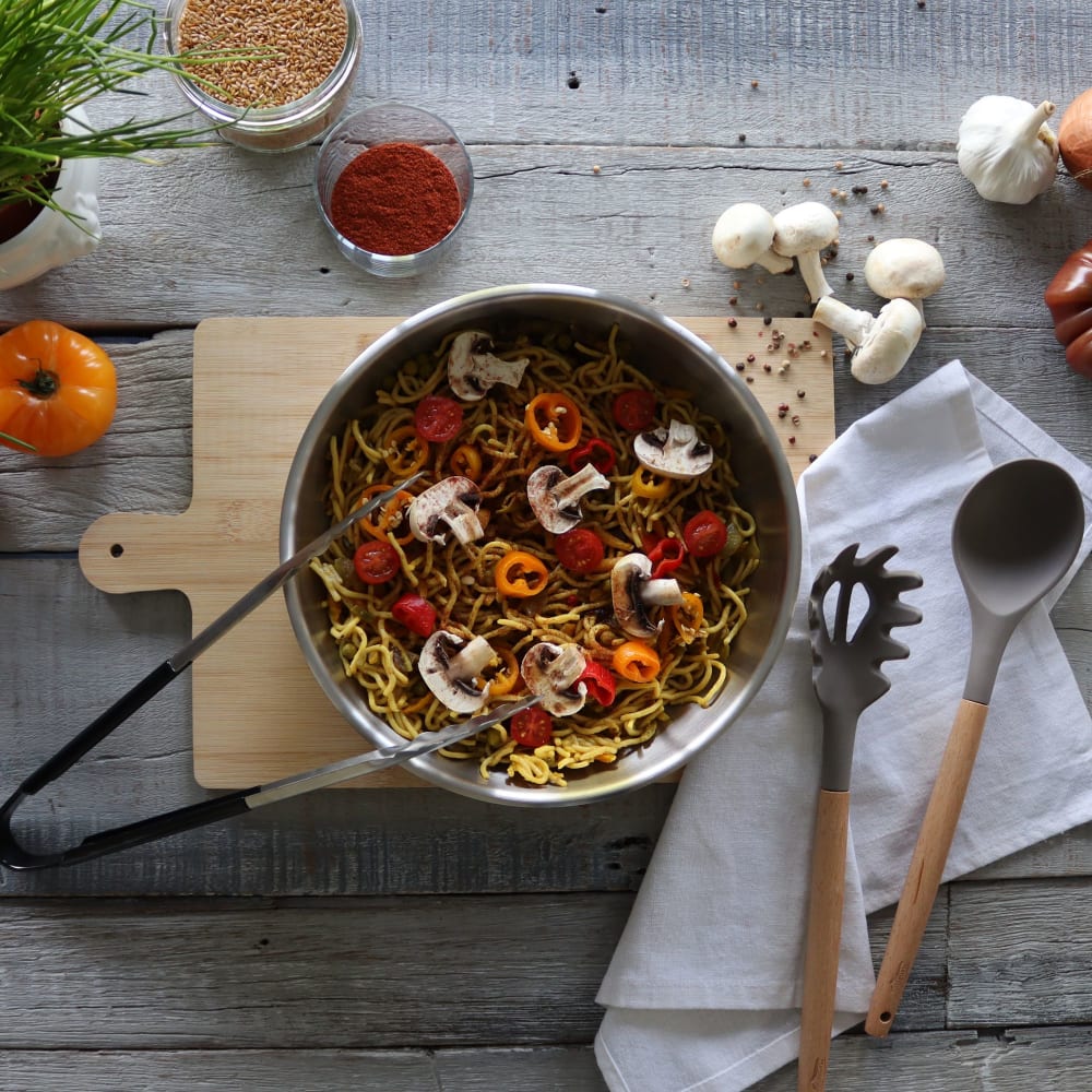 Wok 28cm amovible en acier inoxydable - tous feux - Maisons du Monde