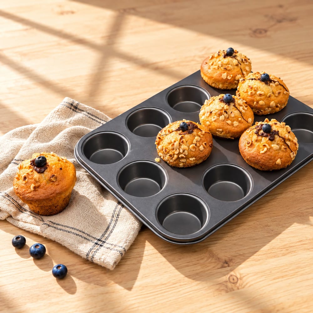 Plaque à 12 muffins en acier carbone