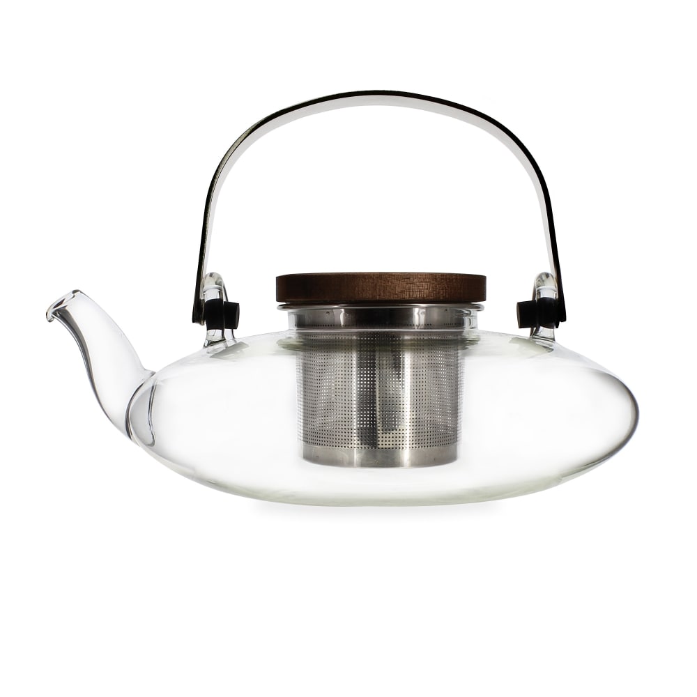 Théière en verre avec couvercle en bois d'acacia 500ml