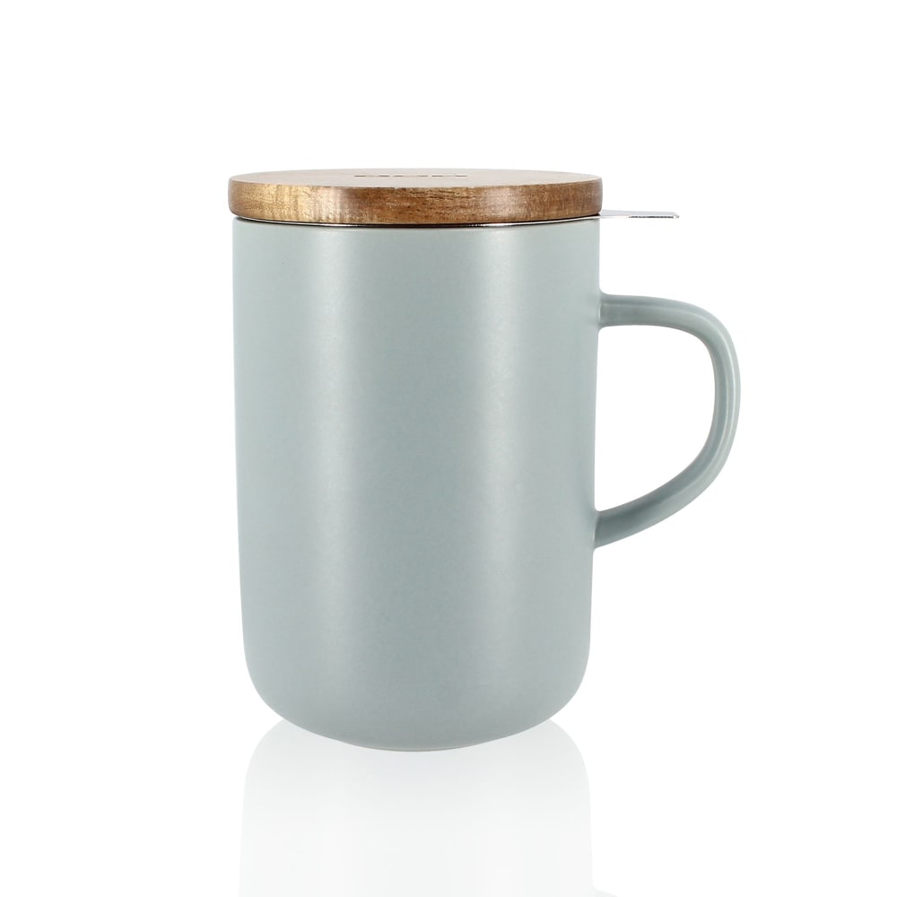 Tisanière en grès avec couvercle en bois d'acacia 475ml
