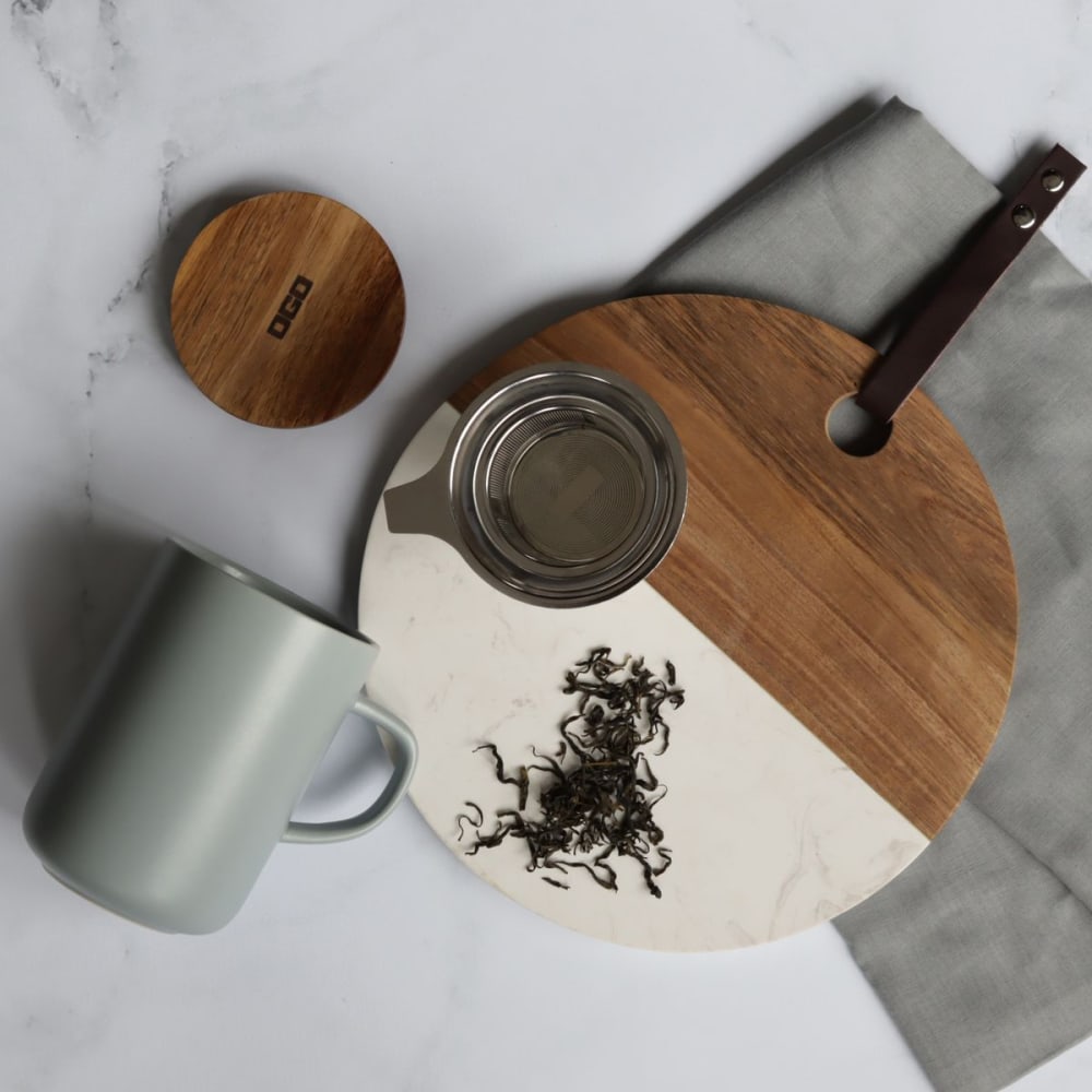 Tisanière en grès avec couvercle en bois d'acacia 475ml - Maisons du Monde