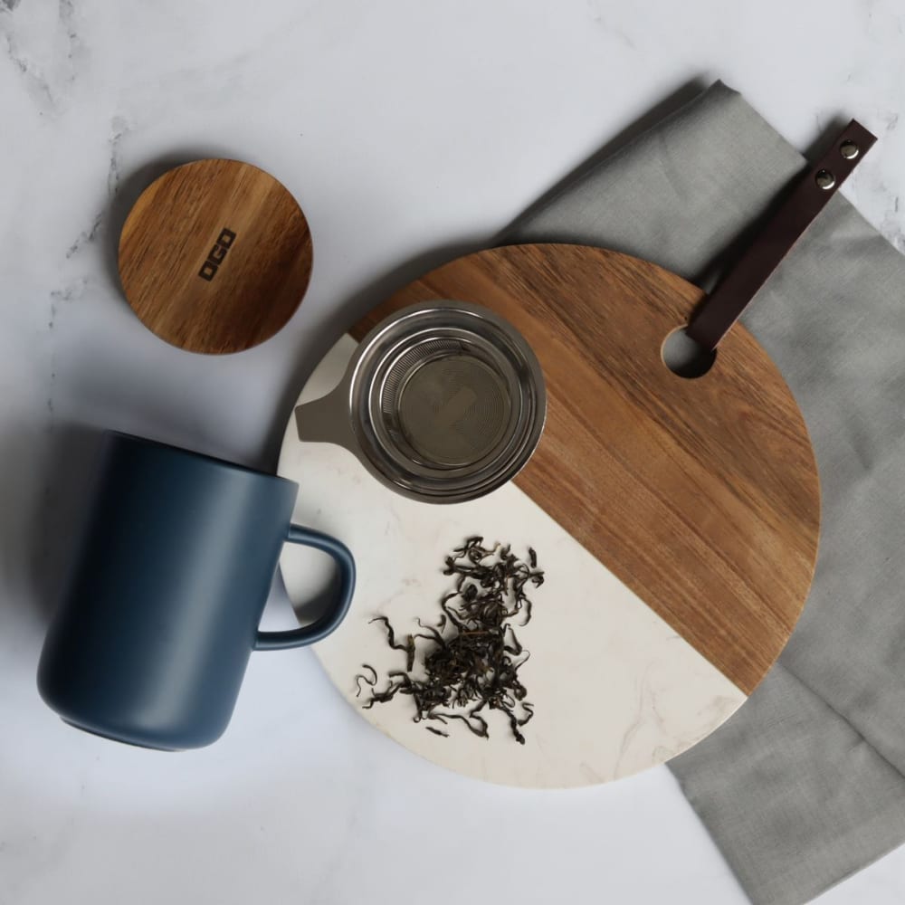 Tisanière en grès avec couvercle en bois d'acacia 475ml - Maisons du Monde